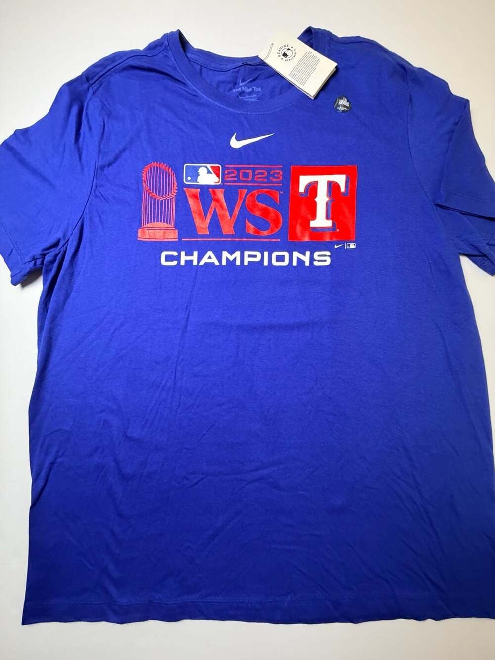 Nike Texas Rangers 2023 World Series Champions Graphic T-Shirt Men’s L Blue NWT